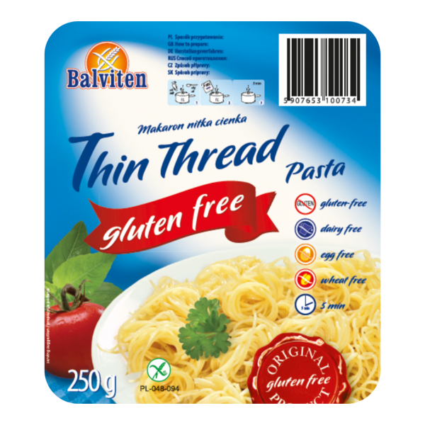 BALVITEN - Těstoviny - Vlasové nudle, bez lepku, 250g (ct18)