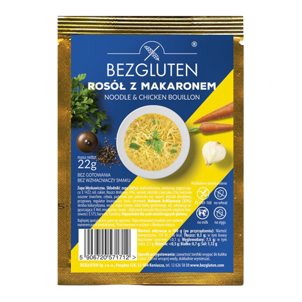 GLUTEN-FREE - Suppe - Hühnerbrühe mit glutenfreien Nudeln 22g ct25