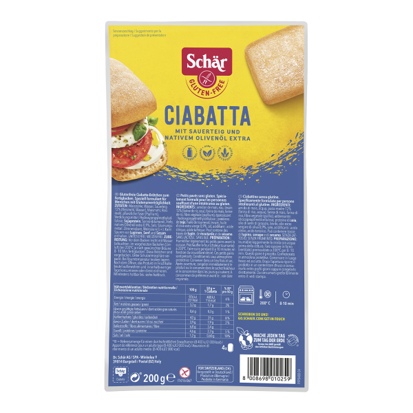 SCHÄR - Ciabatta classic, bezlepková, 200g (4x50g) (ct 6)