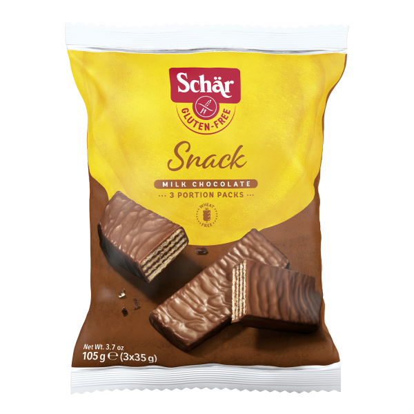SCHÄR - SNACK Waffeln, in Schokolade getaucht mit Nussfüllung, glutenfrei, 105g (ct12)