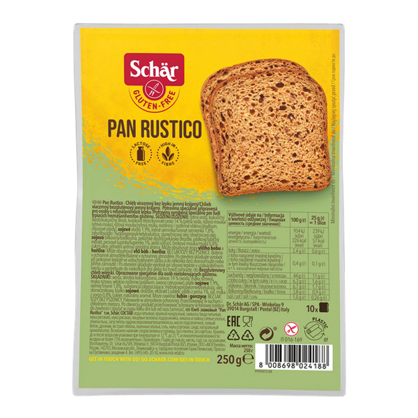 SCHÄR - chléb Pan Rustico - vícezrnný, bez lepku, 250g (ct 8)