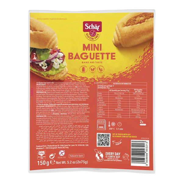 SCHÄR - Bageta MINI - bezlepkové bagety, 150g (2x75g) (ct 7)