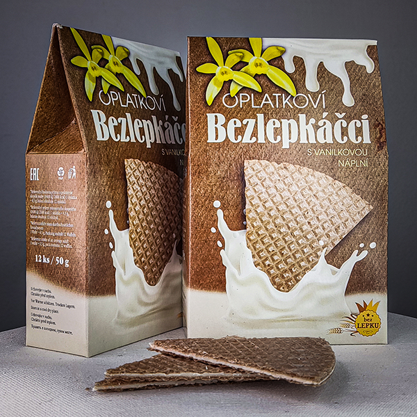 Pura - Oplatkoví bezlepkáčci VANILKOVÍ, (trojhránky) bez lepku, 50g/12ks