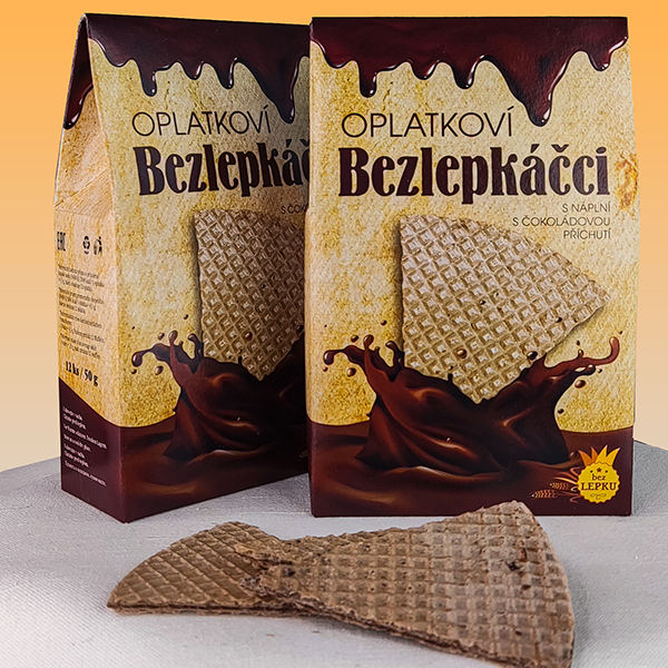 PURAVITA - Oplatkoví bezlepkáčci ČOKOLÁDOVÍ, (trojhránky) bez lepku, 50g/12ks