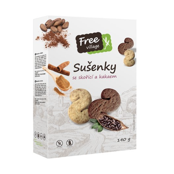 Free Village - Kekse mit Zimt und Kakao, glutenfrei, 140g (ct 12)
