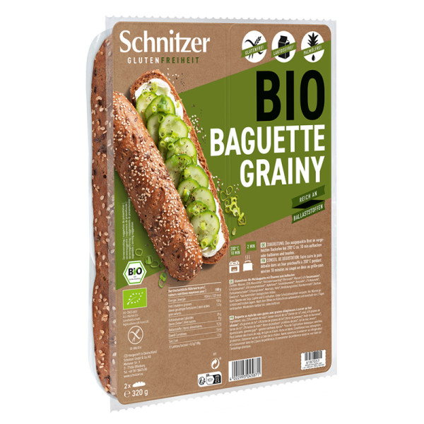 Schnitzer - Vollkornbaguettes (2x Baguette Korn) glutenfrei 320g BIO (6 Stück)