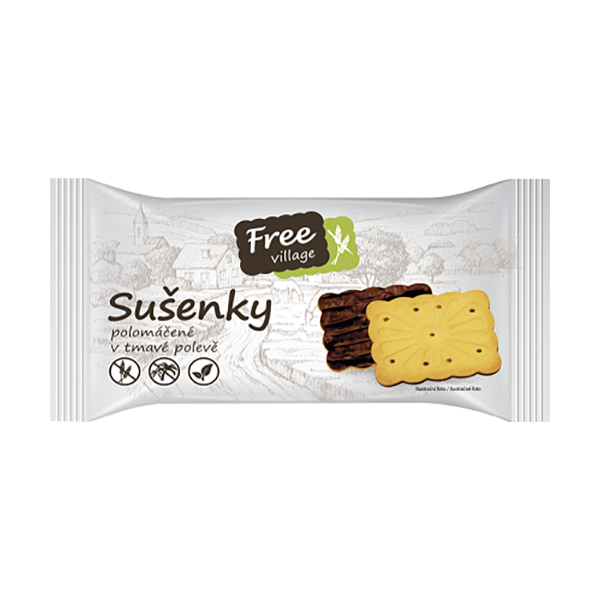 .BONUS_Free Village - Kekse halb eingetaucht in dunkler Glasur, glutenfrei 80g