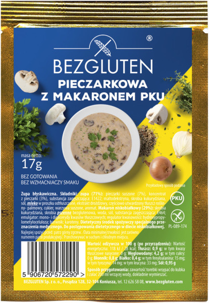 GLUTENFREI - PKU Pilzsuppe mit Nudeln eiweißarm PKU 17g ct25