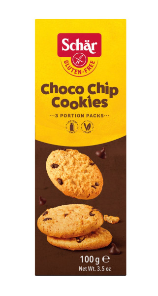 SCHÄR - Choco Chip Cookies, mit Schokoladenstückchen, glutenfrei, 100g (6 Stück)