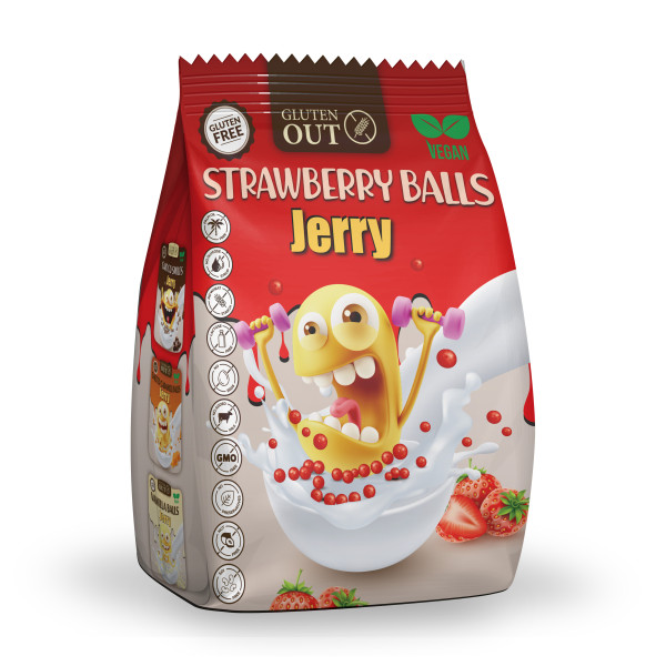 JERRY - Frühstücksbällchen mit Erdbeergeschmack, glutenfrei, 375g (ct8)