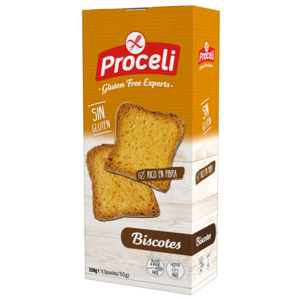 PROCELI - BISCOTES, suchary bez lepku (3balení/4ks) 150g (ct12)