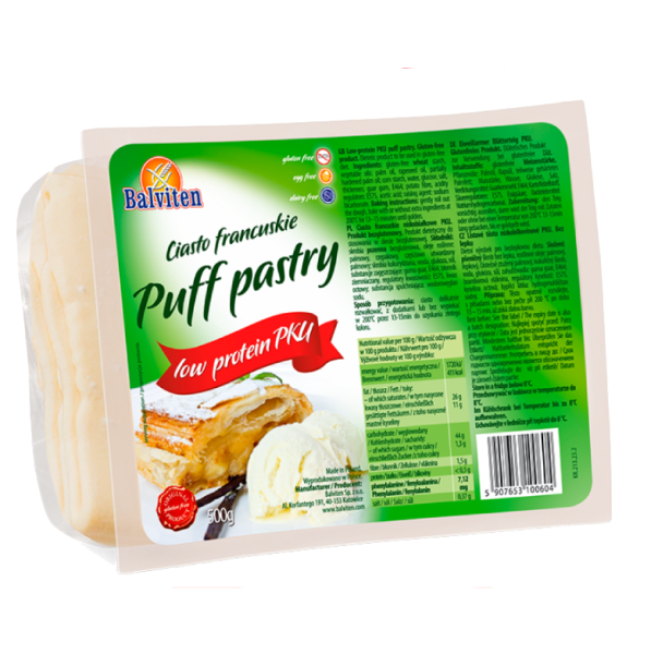 BALVITEN - Glutenfreier Blätterteig, eiweißarm PKU, 500 g
