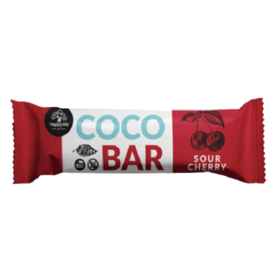HAPPYLIFE COCO BAR - Kokosová tyčinka s višněmi BIO 40g (ct 24)