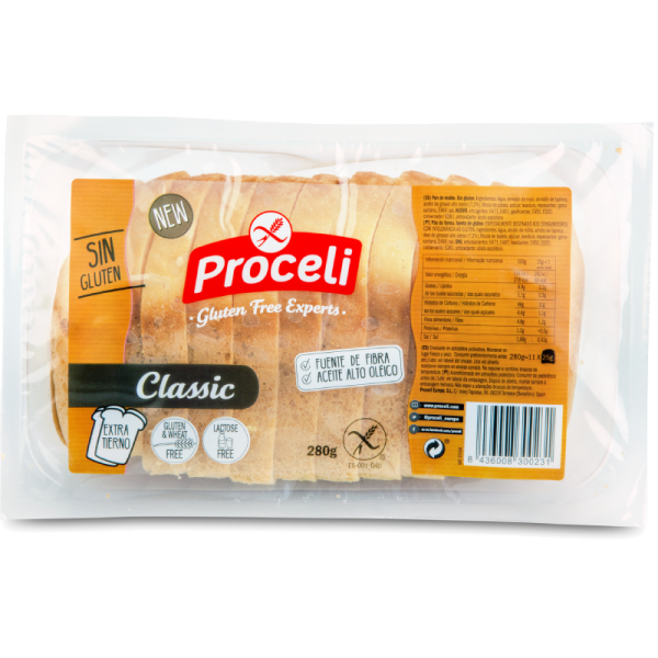 PROCELI - Chléb toustový klasický, bez lepku, 280g (ct4)