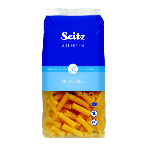 SEITZ - Těstoviny RIGATONI, trubičky bez lepku, 500g (ct 10)