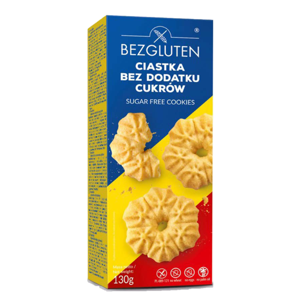 GLUTEN-FREE - Zuckerfreie, glutenfreie Kekse mit Vanillegeschmack, 130g, ct10