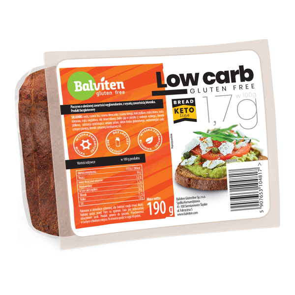 BALVITEN - Chléb cereální, LOW CARB, bez lepku, 190g, (ct10)