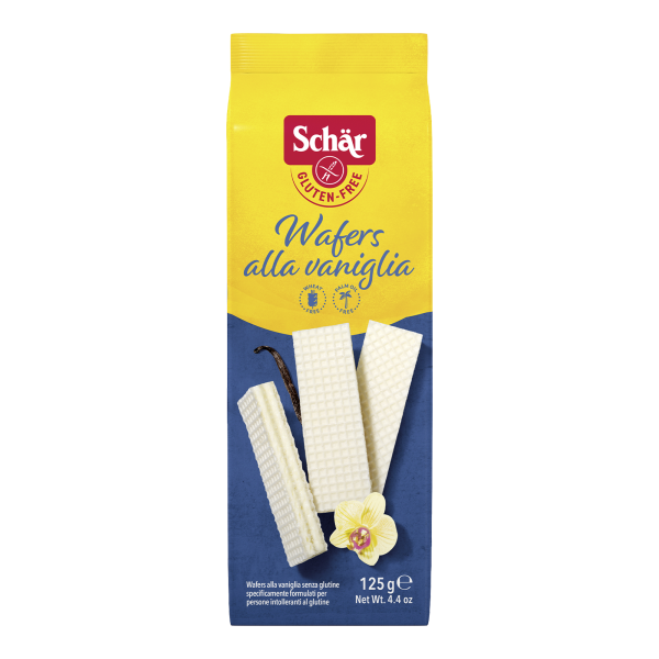 SCHÄR - oplatky WAFERS ALLA VANIGLIA, vanilková náplň, bez lepku, 125g (ct 6)