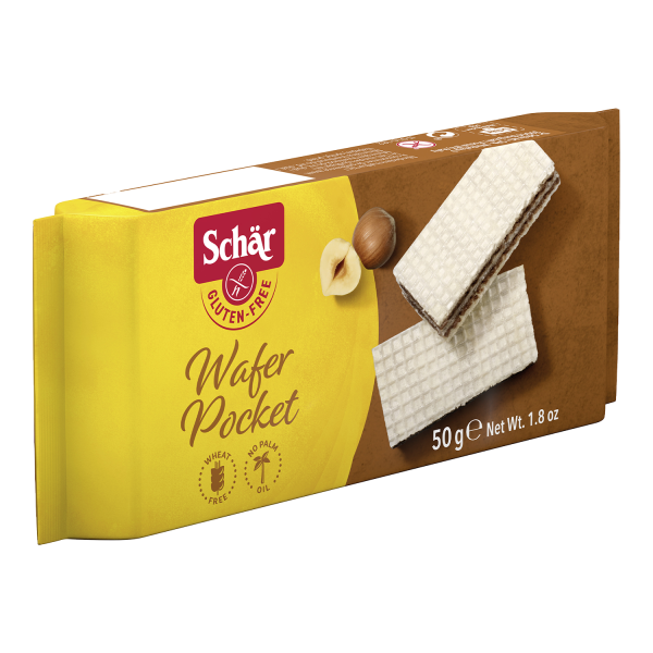 SCHÄR - oplatky WAFER POCKET, s lískoo. krémem, bez lepku, 50g (ct 20)