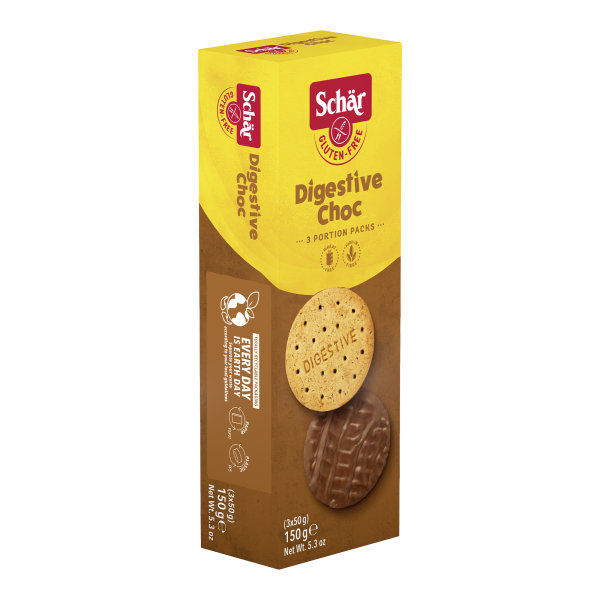 SCHÄR - Verdauungsschokoladenkekse, Getreide in Milchschokolade, glutenfrei, 150g ct6