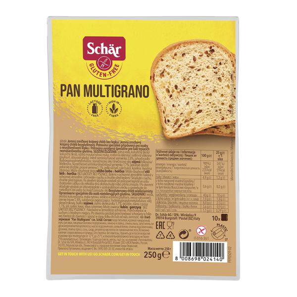 SCHÄR - Brot Pan Multigrano - weiß mit Körnern, glutenfrei, 250g (ct 8)