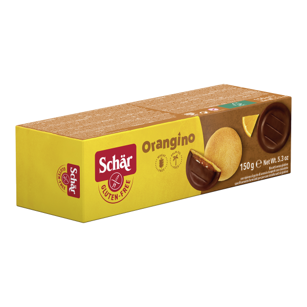 SCHÄR - ORANGINO Kekse - halb gedippt mit Orangengelee, glutenfrei, 150g (ct8)