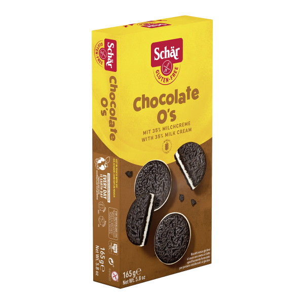 SCHÄR - Chocolate O's - Kakao-Kekse mit Milchfüllung, glutenfrei, 165g (6 Stück)