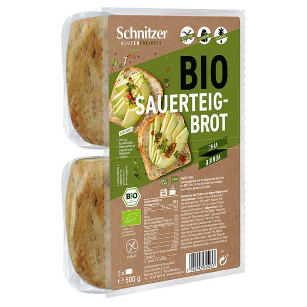 Schnitzer - Chléb Chia+Quinoa (2x Brot Chia + Quinoa) bez lepku 500g BIO (ct 4)