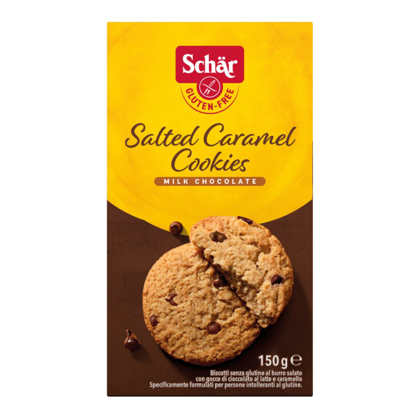 SCHÄR - sušenky slaný karamel, SALTED CARAMEL COOKIES, bez lepku, 150g (ct 6)