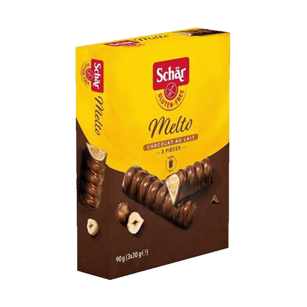 SCHÄR - MELTO Waffeln, Vollmilchschokolade mit Haselnussfüllung, glutenfrei, 90g (ct6)