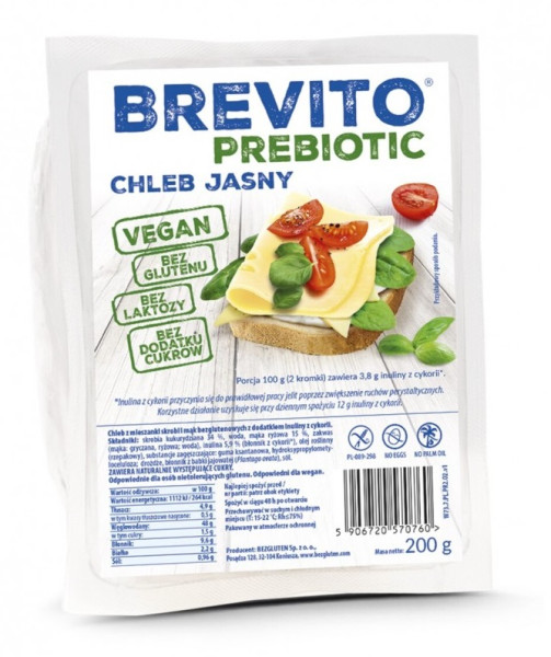 BREVITO Prebiotic - chleb jasny, bezglutenowy 200g (ct9)