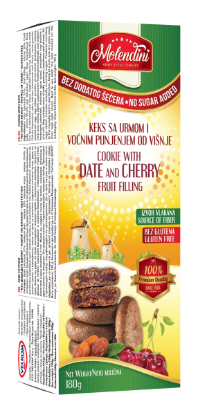 Molendini - Perníčky s datlemi a třešněmi, bez lepku, 180g (ct16)