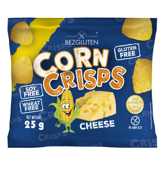 BEZGLUTEN - CORN CRISPS-CHEESE, Snacky kukuřičné-sýrové, bez lepku, 25g ct35