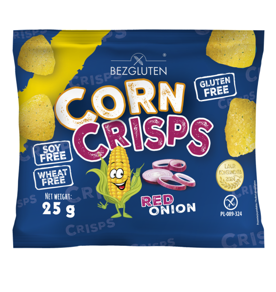 BEZGLUTEN - CORN CRISPS-ONION, Snacky kukuřičné-cibulové, bez lepku, 25g ct35