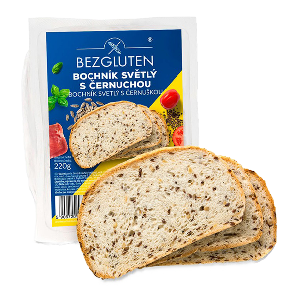 .SLEVA_BEZGLUTEN - Chléb bílý s ČERNUCHOU, bez lepku 220g / ct9