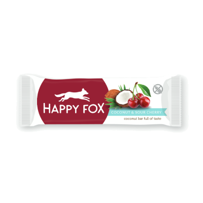 HAPPY FOX - Kokosová tyčinka s višněmi 40g (ct 24)