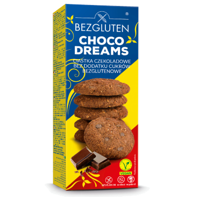 BEZGLUTEN - Sušenky Čokoládový sen,  bez přidaného cukru, bez lepku, 110g ct10