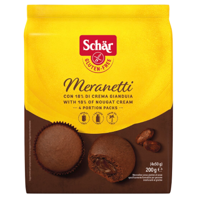 SCHÄR - PACKET Muffin Meranetti s nugátovým krémem, bez lepku, 200g (4x50g) (ct 6)