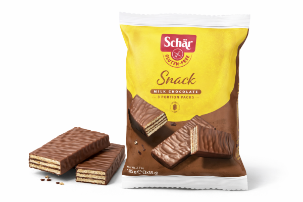 SCHÄR - SNACK ostya, csokoládéba mártva, diótöltelékkel, gluténmentes, 105g (ct12)